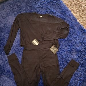 Women's Long Sleeve Waffle Pant Set